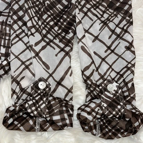 Trina Turk Brown/White Brush Print Swim Cover-Up Tunic